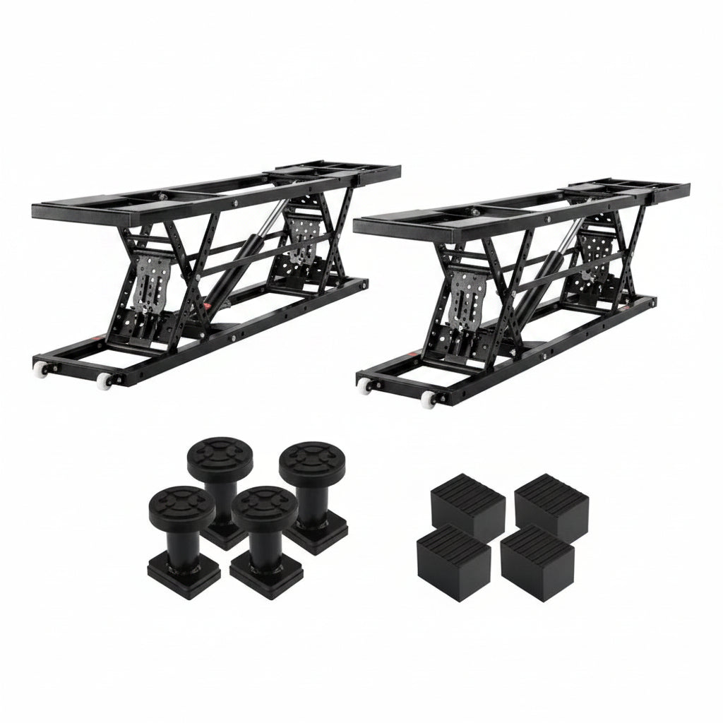 Car Lift, 25.6 Max. Height, 5, 000 LBS Capacity Portable Car Lift, with Extended-Length Plates, Heavy-Duty Carbon Steel Truck Lift with 120V Power Unit, Auto Car Jack Lifts for Home Garage Shop