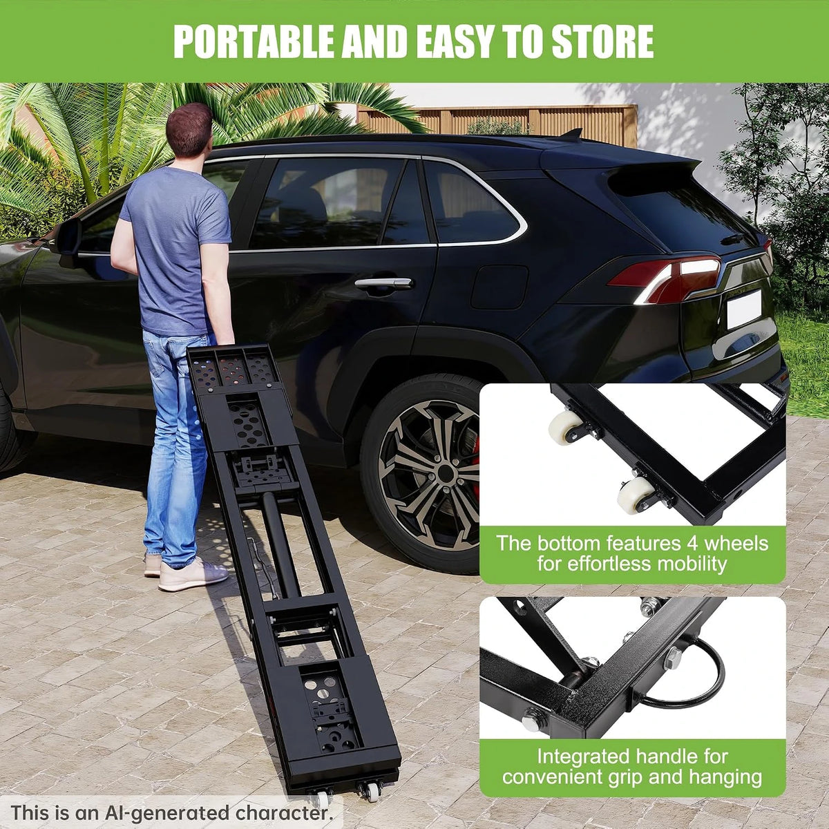 7000 LBS Portable Car Lift with Extension Plates, Black — product view 4