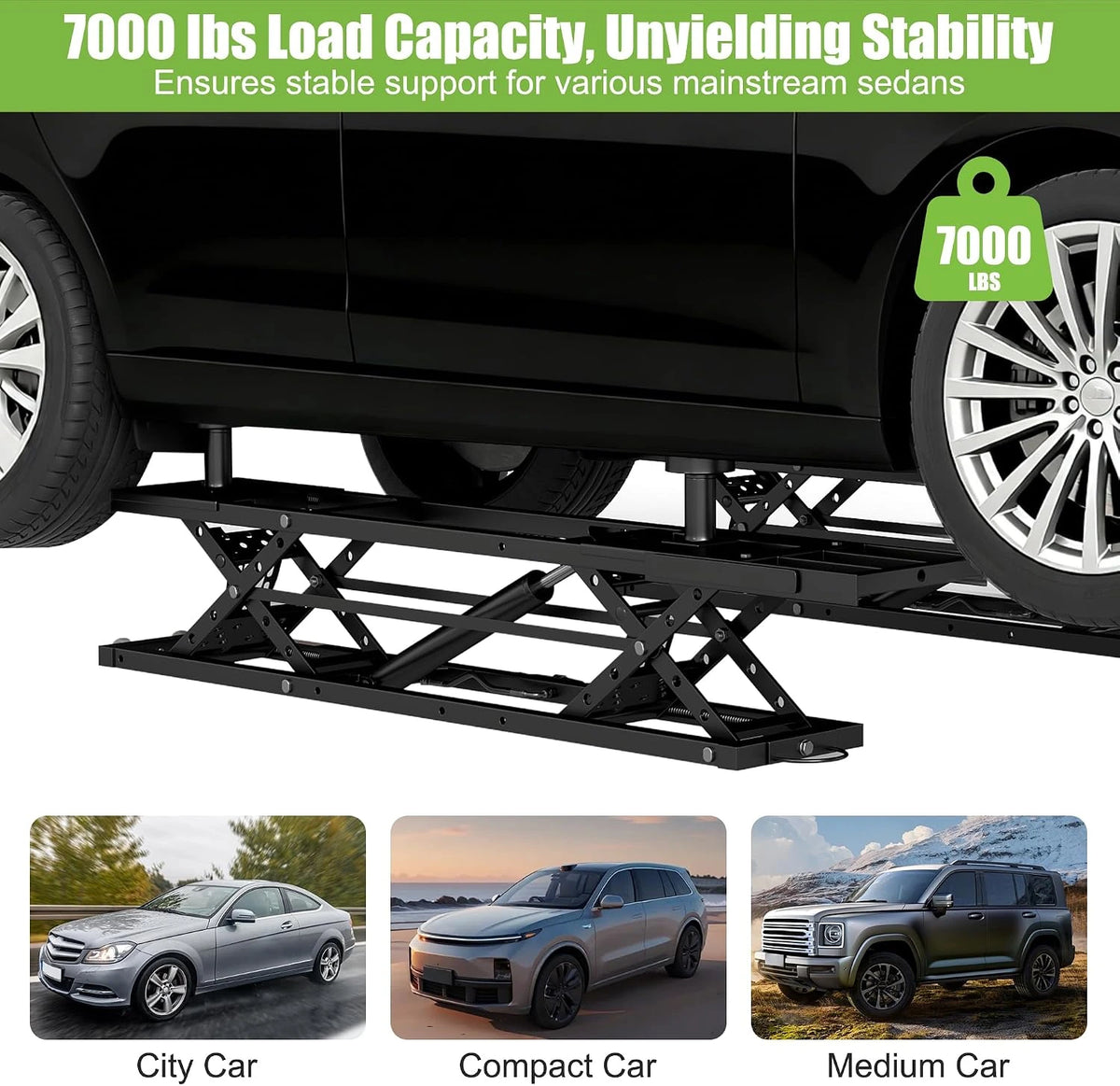 7000 LBS Portable Car Lift with Extension Plates, Black — product view 8