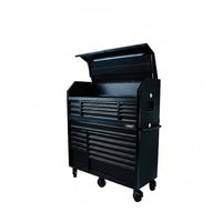 56 In. W X 22 In. D Heavy Duty 23-Drawer Combination Rolling Tool Chest and Top Tool Cabinet Set in Matte Black