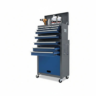 Kirmoasl 13-Drawer Rolling Tool Chest, Gray & Blue