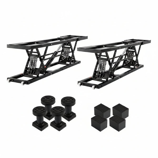 Car Lift, 25.6 Max. Height, 5, 000 LBS Capacity Portable Car Lift, with Extended-Length Plates, Heavy-Duty Carbon Steel Truck Lift with 120V Power Unit, Auto Car Jack Lifts for Home Garage Shop